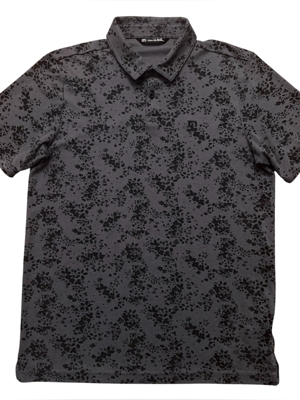 Travis Mathew Polo Shirt Mens Size L Little Spice Golf Short Sleeve Floral Gray